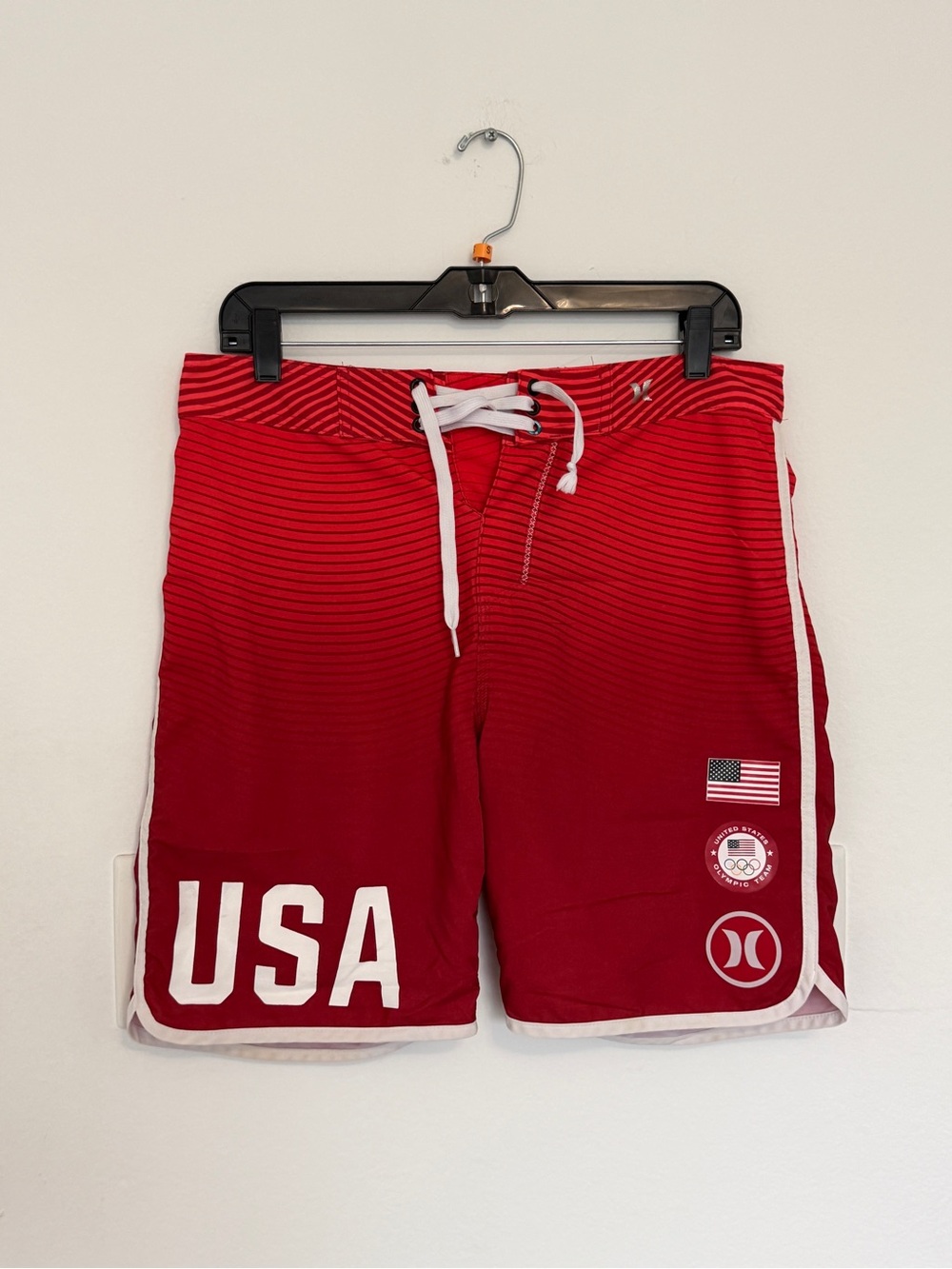 Hurley Red Swim Shorts with White Trim and USA Logos